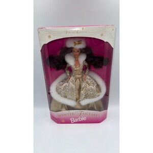 Mattel Winter Fantasy Barbie Special Edition 1995 Brunette Gold Gown NIB
